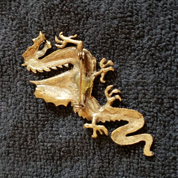 🌟 Host Pick ⭐ Vintage Dragon Brooch Brass 3" x 1-1/4" Pin clasp. EUC - Picture 4 of 8